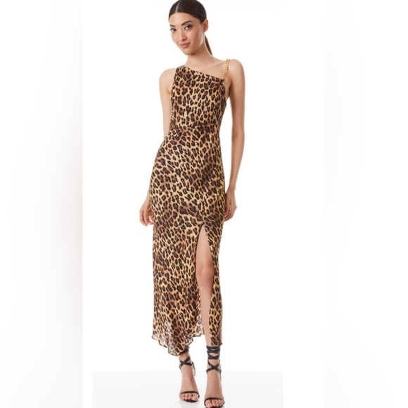 Alice + Olivia Harmony Chain Strap Drapey Slip Dress 4 - Picture 1 of 13
